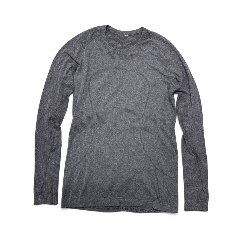 Lululemon Swiftly Tech Long Sleeve Shirt Heathered Gray Womens 10 Thumbholes